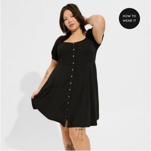 Torrid Black Button-Down Skater Dress